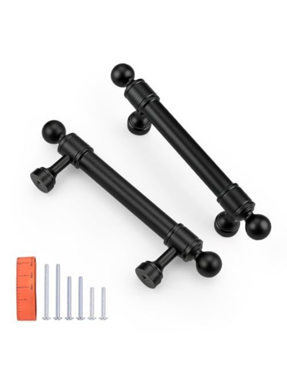 Matte Black Decorative Drawer Pulls - Set of 12